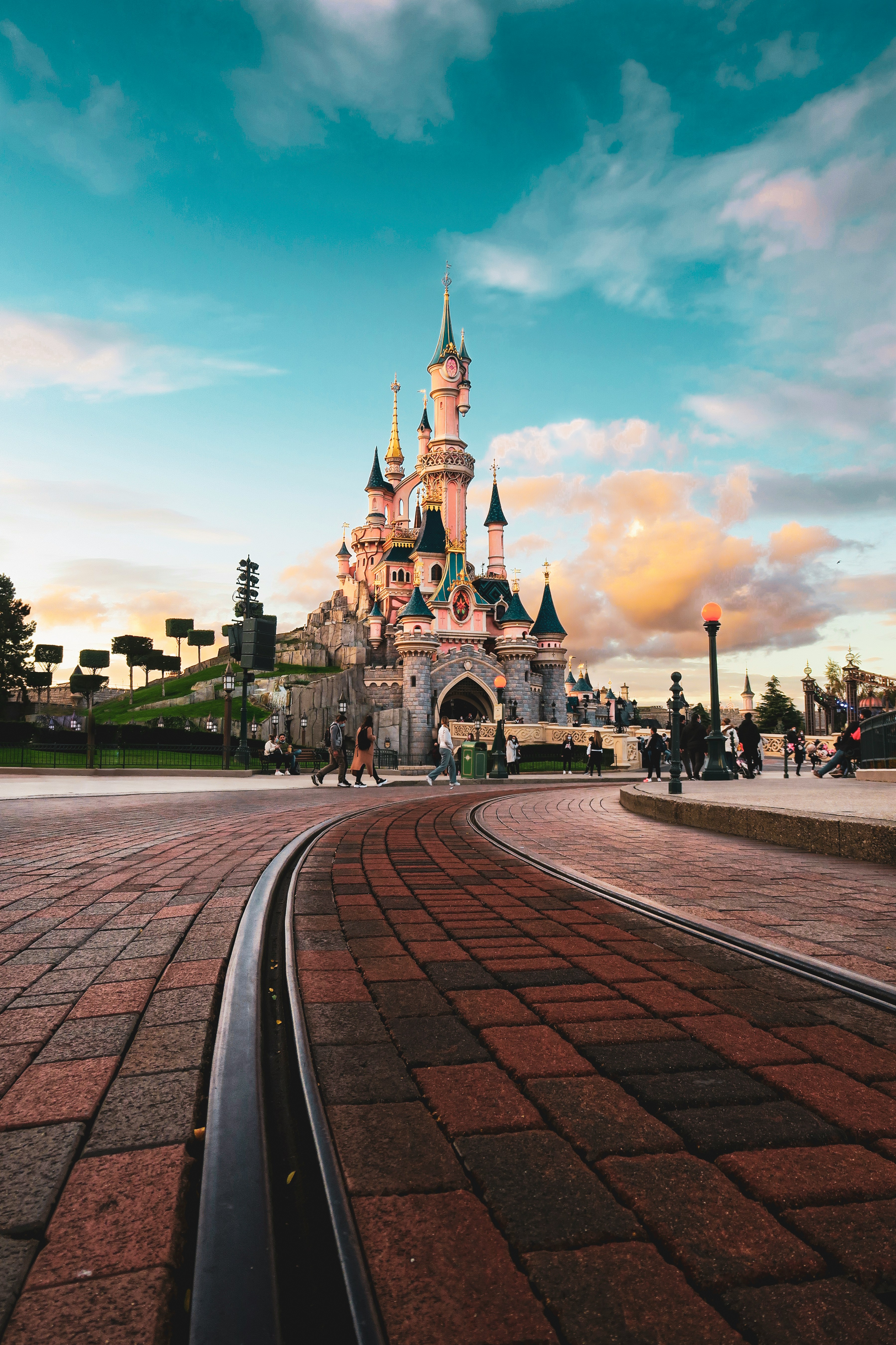 Disneyland castle at sunset