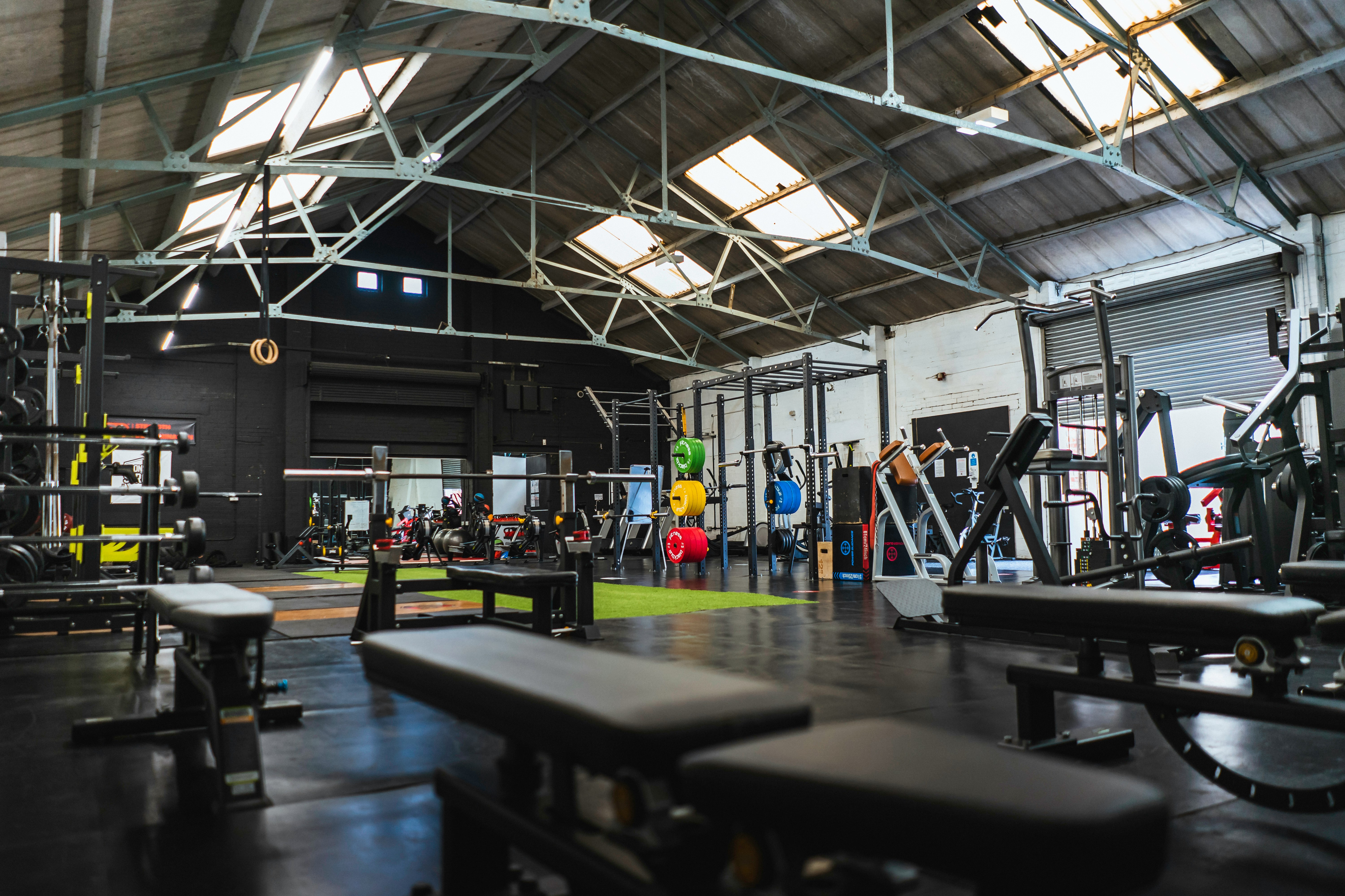 Gym with strength training equipment